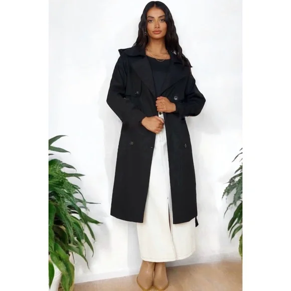 POL Classic Black Double Breasted Trench Coat - Picture 7 of 8